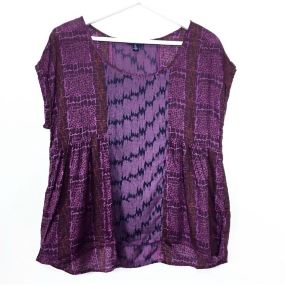 American Eagle Outfitters Purple Smocked Blouse Relaxed Fit S